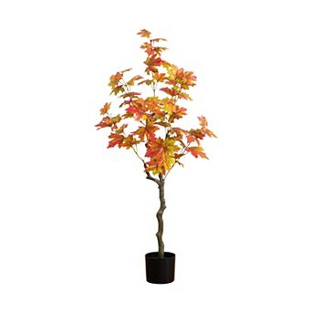 nearly natural 4-ft. Artificial Autumn Maple Tree Floor Decor