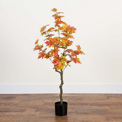 nearly natural 4-ft. Artificial Autumn Maple Tree Floor Decor