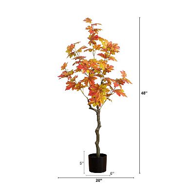 nearly natural 4-ft. Artificial Autumn Maple Tree Floor Decor