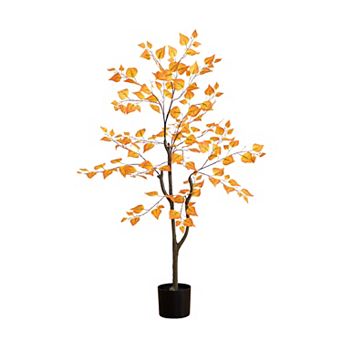 nearly natural 4-ft. Autumn Artificial Birch Leaf Tree Floor Decor