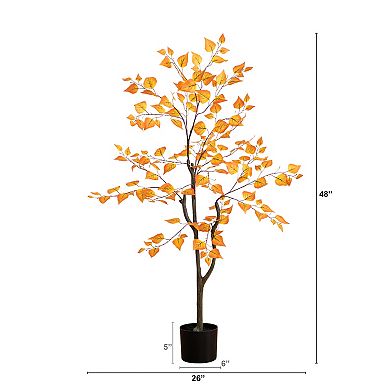 nearly natural 4-ft. Autumn Artificial Birch Leaf Tree Floor Decor