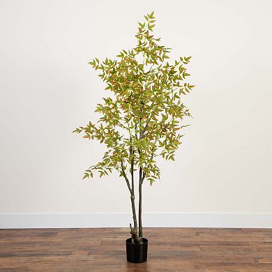 Nearly Natural 6ft. Autumn Nandina Artificial Fall Tree