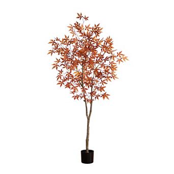 nearly natural 6-ft. Autumn Artificial Japanese Maple Tree Floor Decor