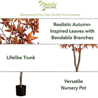 nearly natural 6-ft. Autumn Artificial Japanese Maple Tree Floor Decor