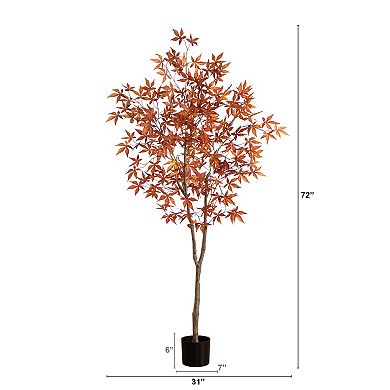 nearly natural 6-ft. Autumn Artificial Japanese Maple Tree Floor Decor