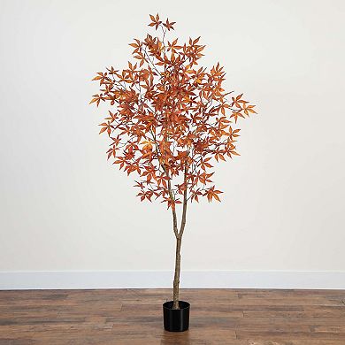 nearly natural 6-ft. Autumn Artificial Japanese Maple Tree Floor Decor