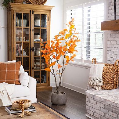 nearly natural 6-ft. Autumn Artificial Oak Tree Floor Decor