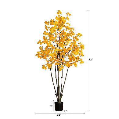 nearly natural 6-ft. Autumn Artificial Oyama Magnolia Tree Table Decor