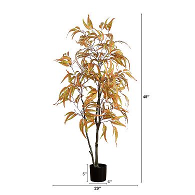 nearly natural 5 ft. Autumn Wispy Eucalyptus Artificial Fall Tree