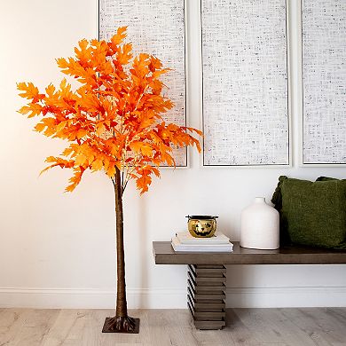 nearly natural 6-ft. LED Autumn Artificial Maple Tree Floor Decor