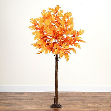 nearly natural 6-ft. LED Autumn Artificial Maple Tree Floor Decor