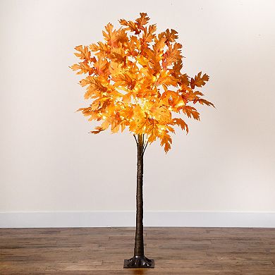 nearly natural 6-ft. LED Autumn Artificial Maple Tree Floor Decor