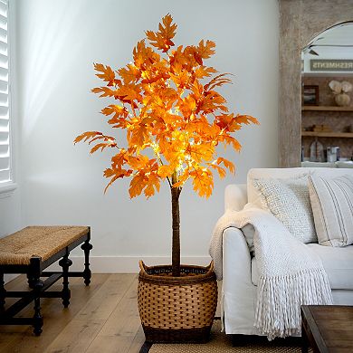 nearly natural 6-ft. LED Autumn Artificial Maple Tree Floor Decor