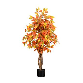 nearly natural 3-ft. Autumn Artificial Ficus Tree Floor Decor