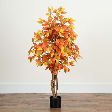 nearly natural 3-ft. Autumn Artificial Ficus Tree Floor Decor