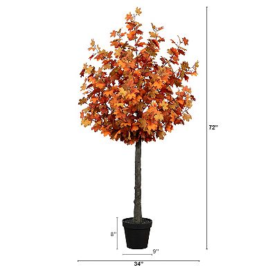 nearly natural 6 ft. Autumn Lush Maple Artificial Fall Tree
