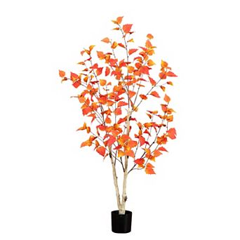 nearly natural 4 ft. Autumn Birch Artificial Fall Tree
