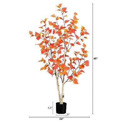 nearly natural 4 ft. Autumn Birch Artificial Fall Tree