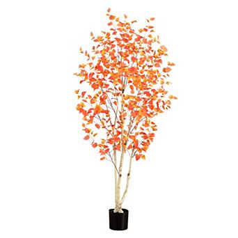 nearly natural 7-ft. Autumn Artificial Birch Tree Floor Decor