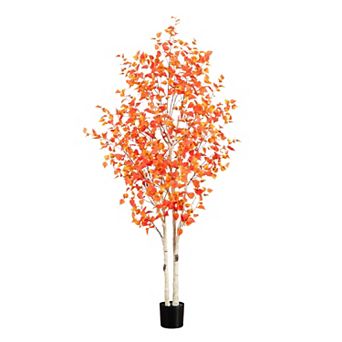 nearly natural 8 ft. Autumn Birch Artificial Fall Tree