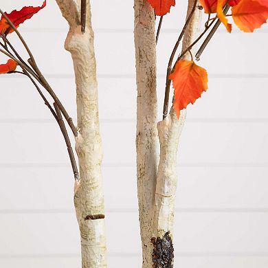 nearly natural 8 ft. Autumn Birch Artificial Fall Tree