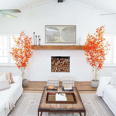 nearly natural 8 ft. Autumn Birch Artificial Fall Tree