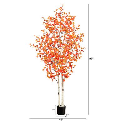 nearly natural 8 ft. Autumn Birch Artificial Fall Tree