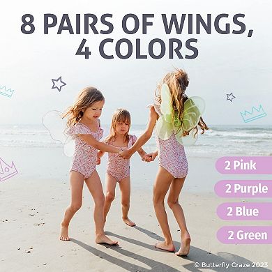 8 Pack Fairy Wings, Girls' Fairy Angel, Butterfly Wing, Multicolor