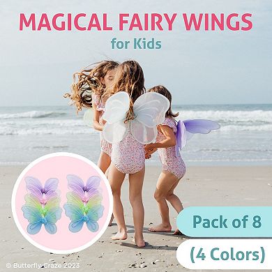 8 Pack Fairy Wings, Girls' Fairy Angel, Butterfly Wing, Multicolor