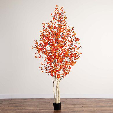 nearly natural 9 ft. Autumn Birch Artificial Fall Tree