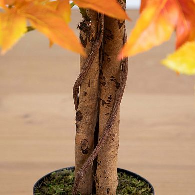 nearly natural 3-ft. Autumn Artificial Deluxe Maple Tree Floor Decor