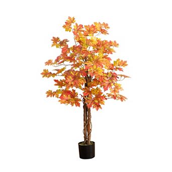 nearly natural 4-ft. Artificial Deluxe Maple Fall Tree Floor Decor