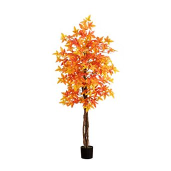nearly natural 6-ft. Autumn Artificial Deluxe Maple Tree Floor Decor