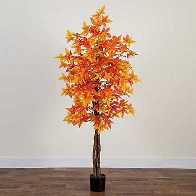 nearly natural 6-ft. Autumn Artificial Deluxe Maple Tree Floor Decor