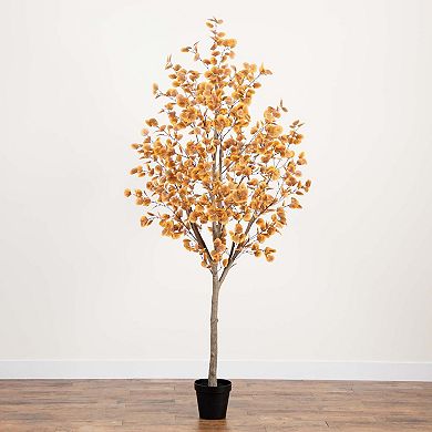 nearly natural 8 ft. Artificial Autumn Fall Eucalyptus Tree