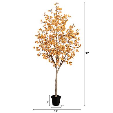 nearly natural 8 ft. Artificial Autumn Fall Eucalyptus Tree