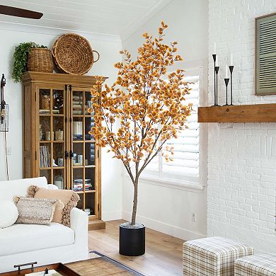 nearly natural 9 ft. Artificial Autumn Fall Eucalyptus Tree