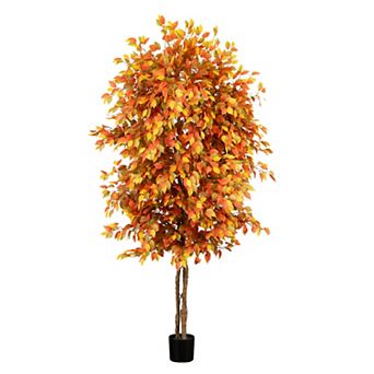 nearly natural 8 ft. Autumn Fichus Artificial Fall Tree