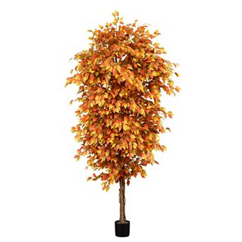 nearly natural 9 ft. Autumn Fichus Artificial Fall Tree