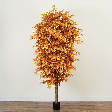 nearly natural 9 ft. Autumn Fichus Artificial Fall Tree