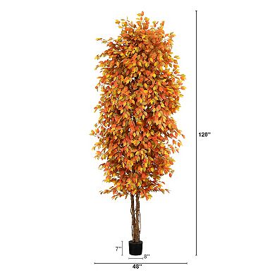 nearly natural 10 ft. Autumn Fichus Artificial Fall Tree