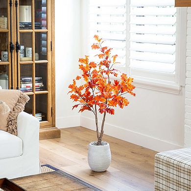 nearly natural 4-ft. Autumn Artificial Oak Tree Floor Decor