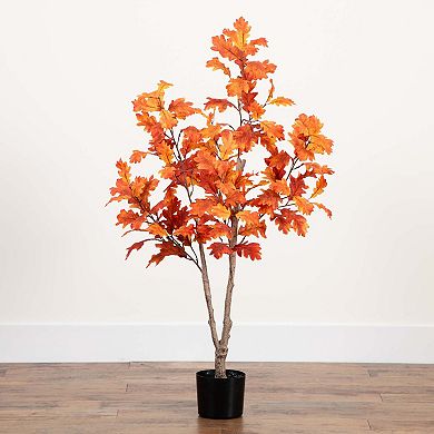 nearly natural 4-ft. Autumn Artificial Oak Tree Floor Decor