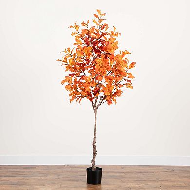 nearly natural 7 ft. Autumn Oak Artificial Fall Tree