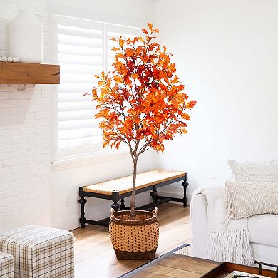 nearly natural 7 ft. Autumn Oak Artificial Fall Tree