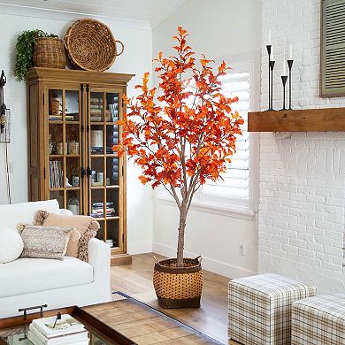 nearly natural 8 ft. Autumn Oak Artificial Fall Tree