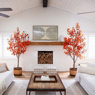 nearly natural 9 ft. Autumn Oak Artificial Fall Tree