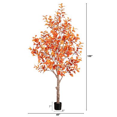 nearly natural 9 ft. Autumn Oak Artificial Fall Tree