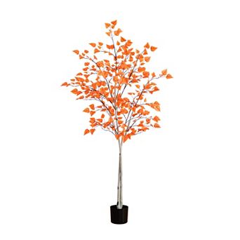 nearly natural 6 ft. Autumn Paper Birch Artificial Fall Tree
