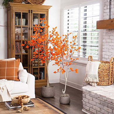 nearly natural 6 ft. Autumn Paper Birch Artificial Fall Tree